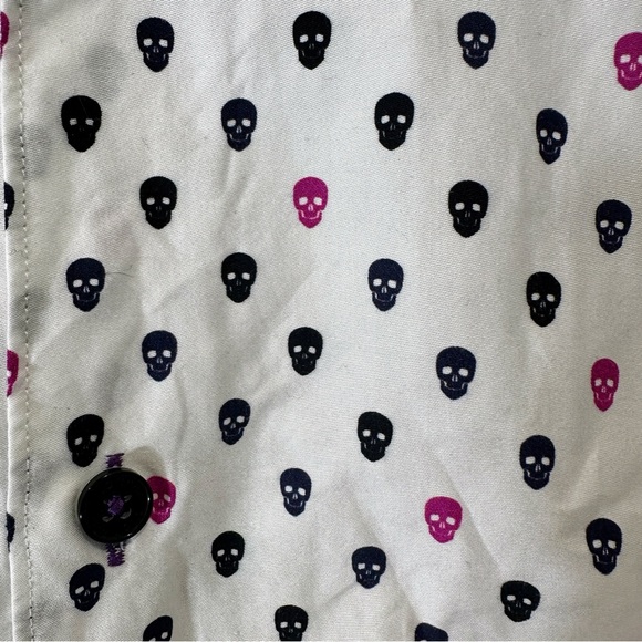 Maceoo Shirt Med White Italian Cotton Short Sleeve Galileo Skull Maczoo Purple - Picture 4 of 12